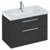 Britton Shoreditch 850mm Wall Hung Double Drawer Vanity Unit Matt Grey and Origin Round Basin