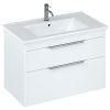 Britton Shoreditch 850mm Wall Hung Double Drawer Vanity Unit Matt White and Note Square Basin