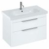 Britton Shoreditch 850mm Wall Hung Double Drawer Vanity Unit Matt White and Origin Round Basin