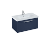 Britton Shoreditch 850mm Wall Hung Single Drawer Unit Matt Blue with Origin Round Basin white