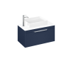 Britton Shoreditch 850mm Wall Hung Single Matt Blue Drawer Unit, White Worktop and Quad Countertop Basin