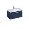 Britton Shoreditch 850mm Wall Hung Single Drawer Unit Matt Blue with Note Square Basin white