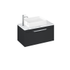 Britton Shoreditch 850mm Wall Hung Single Drawer Unit Matt Grey, Carrara White Worktop and Quad Countertop Basin