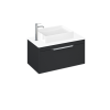 Britton Shoreditch 850mm Wall Hung Single Matt Grey Drawer Unit, White Worktop and Quad Countertop Basin
