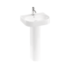 Britton Trim 500mm 1 Tap Hole basin with full pedestal Gloss White