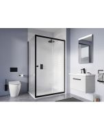 Crosswater Clear 6 Single Sliding Door & Side Panel Matt Black
