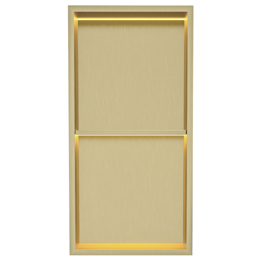 Bath Style Dual Niche With LED Light 600 x 300mm Brushed Brass