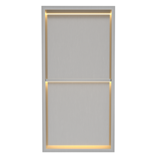 Bath Style Dual Niche With LED Light 600 x 300mm Brushed Steel