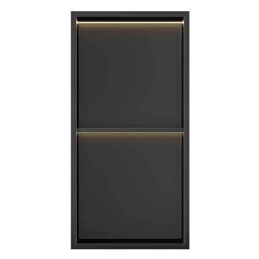 Bath Style Dual Niche With LED Light 600 x 300mm Matt Black