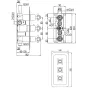 Just Taps Grosvenor Cross Vertical Thermostatic 2-Outlets Concealed Shower Valve-Triple Handle-Nickel-325mm