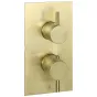 Just Taps Vos Vertical Thermostatic 2-Outlets Concealed Shower Valve-Double Designer Handle-Brushed Brass