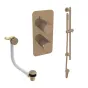 Saneux EDEN 2 way shower kit - w/ Slim Handset & Slider Rail & Bath filler - Brushed Bronze