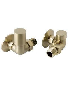 Just Taps VOS Manual Corner Radiator Valves-Brushed Brass