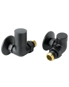 Just Taps Vos Manual Corner Radiator Valves Pair-Matt Black