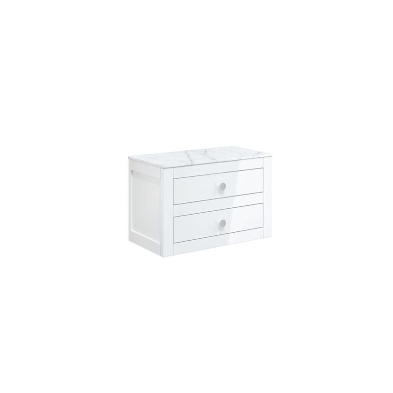 Crosswater Canvass 700 Double Drawer Unit with Carrara Marble Effect ...