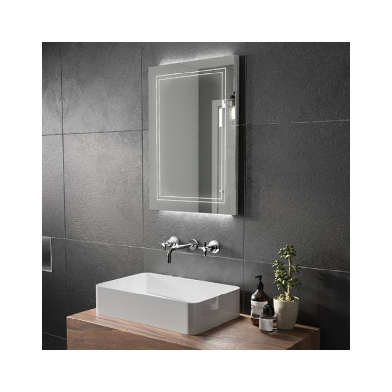 HiB Outline 60 LED Back-Lit Bathroom Mirror 800mm H x 600mm W