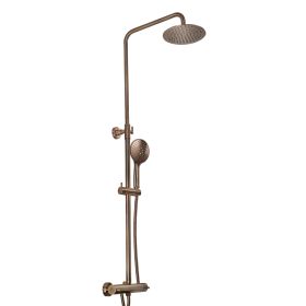 Just Taps VOS Thermostatic bar valve with 2 outlets, adjustable riser and shower kit Cool Touch Brushed Bronze