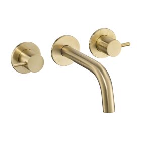 Just Taps Vos 3 hole wall mounted 200mm spout bath/basin mixer Brushed Brass