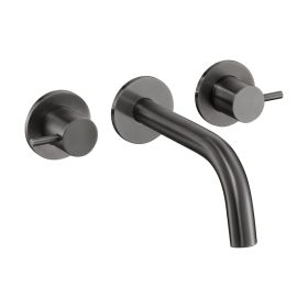 Just Taps Vos 3 hole wall mounted 200mm spout bath/basin mixer Brushed Black
