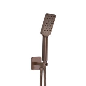 Just Taps HIX Square Water Outlet with Holder, Hose and Hand Shower Brushed Bronze