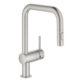 Grohe Minta Single Lever Kitchen mixer Tap with Pull-out spray Brushed Steel (32322DC2)