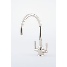 Perrin & Rowe Langbourn 'C' Spout Kitchen mixer Tap Polished Nickel (Oberon)