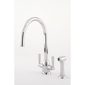 Perrin & Rowe Langbourn 'C' Spout with rinse Kitchen mixer Tap Chrome (Oberon) 4866CP