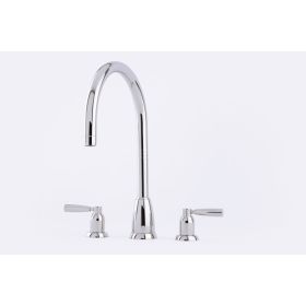 Perrin & Rowe Langbourn 3hole with levers 'C' Spout Kitchen mixer Tap Chrome (Callisto)