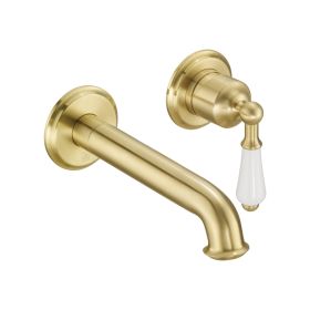 Just Taps Grosvenor Single lever wall mounted basin mixer Brushed Brass