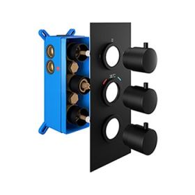 Abacus EMOTION Round Handle Thermo Shower Mixer (3 Outlet) Black