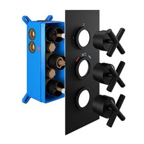 Abacus EMOTION Cross Handle Thermo Shower Mixer (3 Outlet) Black