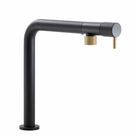 Abode Agilis Single Lever Kitchen mixer Tap Matt Black and Brushed Brass