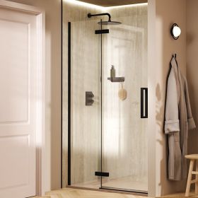 Crosswater Asura Hinged Door with Inline Matt Black