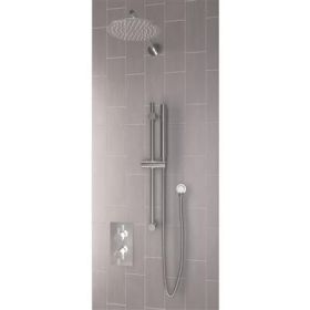 Eastbrook Round Thermostatic Shower Bundle with Shower Head, Valve, Round Riser Kit & Handset - Chrome