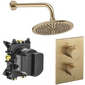 Crosswater Crossbox Shower Set 1 Brushed Brass 300mm