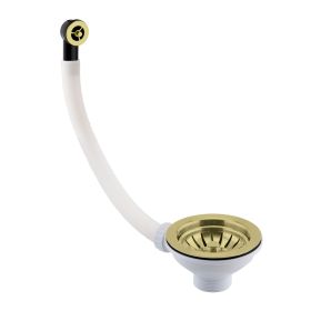 Just Taps Basket Strainer Waste Round Overflow Brushed Brass