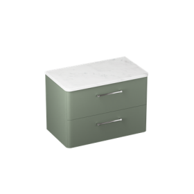 Britton Camberwell 800mm Unit Earthy Green with Carrara Marble Worktop