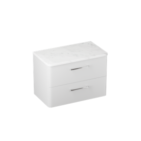 Britton Camberwell 800mm Unit Frosted White with Carrara Marble Worktop