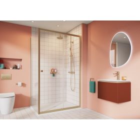 Crosswater Clear 6 Single Sliding Door & Side Panel Brushed Brass