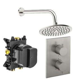 Crosswater Crossbox Shower Set 1 Brushed Nickel 300mm