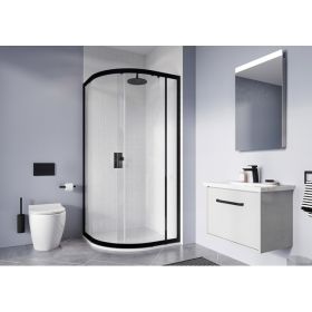 Crosswater Clear 6 Quadrant Single Door 1200x900mm Matt Black