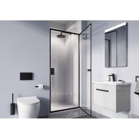 Crosswater Clear 6 Pivot Door 800mm Matt Black