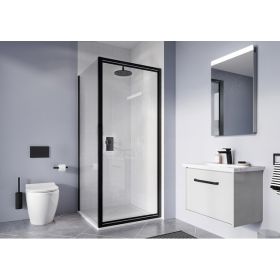 Crosswater Clear 6 Pivot Door & Side Panel Matt Black