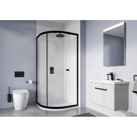 Crosswater Clear 6 Quadrant Single Door 900mm Matt Black