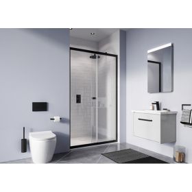 Crosswater Clear 6 Single Sliding Door 1500mm Matt Black