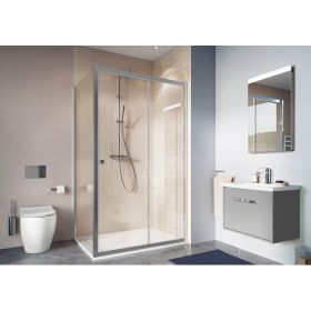 Crosswater Clear 6 Single Sliding Door & Side Panel Silver 