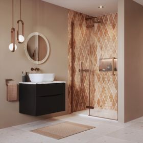Crosswater Asura 8mm Hinged Door with Inline 1700mm Brushed Bronze