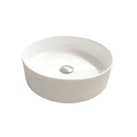 Britton Round Countertop Basin 400mm 0TH Gloss White