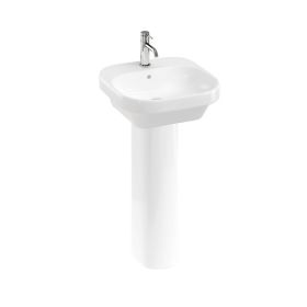 Britton Curve2 450 x 450mm 1 Tap Hole Basin with full pedestal Gloss White