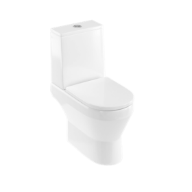 Britton Curve 2 rimless open back close coupled WC including soft close seat Gloss White